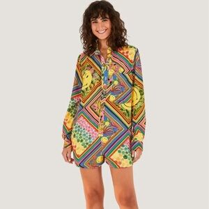 FARM RIO  And Smiley Collab Rainbow Romper NWT